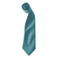 Teal - Front - Premier Colours Mens Satin Clip Tie (Pack of 2)