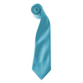 Turquoise - Front - Premier Colours Mens Satin Clip Tie (Pack of 2)