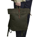 Olive Green - Back - Quadra Heritage Waxed Canvas Leather Accent Backpack