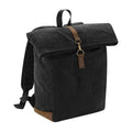 Black - Front - Quadra Heritage Waxed Canvas Leather Accent Backpack