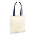 Natural-French Navy - Front - Westford Mill EarthAware Contrast Handle Organic Bag For Life