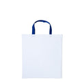 White-Royal Blue - Front - Nutshell Varsity Cotton Shopper Short Handle Tote