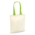 Natural-Lime Green - Front - Westford Mill Contrast Handle Bag For Life