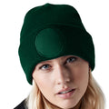 Bottle Green - Side - Beechfield Unisex Circular Patch Cuffed Beanie