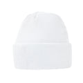 White - Back - Beechfield Unisex Circular Patch Cuffed Beanie