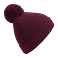 Burgundy - Front - Beechfield Unisex Engineered Knit Ribbed Pom Pom Beanie