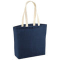 Navy-Natural - Front - Westford Mill Unlaminated Jute Shopper Bag