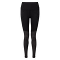 Black-Charcoal - Front - TriDri Womens-Ladies Rib Knit Contrast Bottom Yoga Leggings