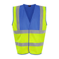 Hi Vis Yellow-Royal Blue - Front - PRO RTX Unisex Adult Sleeveless Hi-Vis Vest