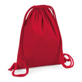 Red - Front - Westford Mill Cotton Drawstring Bag