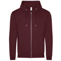 Burgundy - Front - Awdis Unisex Adult Organic Hoodie