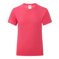 Fuchsia - Front - Fruit of the Loom Girls Iconic Heather T-Shirt