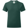 Forest Green - Front - Fruit of the Loom Girls Iconic Heather T-Shirt