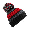 Black-Cherry Red - Front - Beechfield Unisex Adult Hygge Striped Beanie