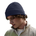 Oxford Navy - Back - Beechfield Unisex Adult Waffle Organic Cotton Beanie