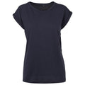 Navy - Front - Build Your Brand Womens-Ladies Extended Shoulder T-Shirt