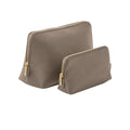 Taupe - Front - Bagbase Boutique Leather-Look PU Toiletry Bag