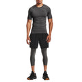 Carbon Heather-Black - Close up - Under Armour Mens Raglan Compression Shirt