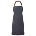 Navy - Front - Premier Unisex Adult Annex Oxford Faux Leather Bibbed Full Apron