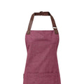 Burgundy - Back - Premier Unisex Adult Annex Oxford Faux Leather Bibbed Full Apron