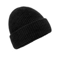 Black - Front - Beechfield Womens-Ladies Marl Ribbed Beanie