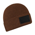 Walnut-Black - Front - Beechfield Unisex Adult Fashion Patch Beanie