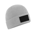 Light Grey-Black - Front - Beechfield Unisex Adult Fashion Patch Beanie