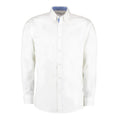 White-Mid Blue - Front - Kustom Kit Mens Premium Contrast Oxford Tailored Long-Sleeved Shirt