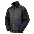 Black-Royal Blue - Front - Result Unisex Adult Compass Softshell Padded Jacket