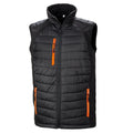 Black-Orange - Front - Result Genuine Recycled Unisex Adult Compass Softshell Padded Gilet