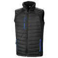 Black-Royal Blue - Front - Result Genuine Recycled Unisex Adult Compass Softshell Padded Gilet