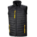 Black-Yellow - Front - Result Genuine Recycled Unisex Adult Compass Softshell Padded Gilet