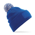 Bright Royal Blue-Off White - Front - Beechfield Unisex Adult Snowstar Patch Beanie