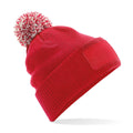 Classic Red-Off White - Front - Beechfield Unisex Adult Snowstar Patch Beanie