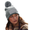 Heather Grey-Black - Back - Beechfield Unisex Adult Snowstar Patch Beanie