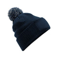 French Navy-Light Grey - Front - Beechfield Unisex Adult Snowstar Patch Beanie