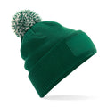 Bottle Green-Off White - Front - Beechfield Unisex Adult Snowstar Patch Beanie