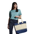 Navy-Off White - Back - Quadra Contrast Panel Canvas Tote Bag