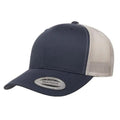 Navy-Silver - Front - Flexfit Unisex Adult Retro Two Tone Trucker Cap