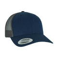 Navy-Greyish Brown - Front - Flexfit Unisex Adult Retro Two Tone Trucker Cap