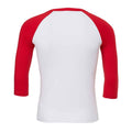 White-Red - Back - Bella + Canvas Unisex Adult Triblend 3-4 Sleeve Baseball T-Shirt