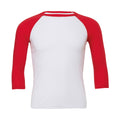 White-Red - Front - Bella + Canvas Unisex Adult Triblend 3-4 Sleeve Baseball T-Shirt