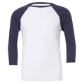 White-Navy - Front - Bella + Canvas Unisex Adult Triblend 3-4 Sleeve Baseball T-Shirt