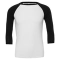 White-Black - Front - Bella + Canvas Unisex Adult Triblend 3-4 Sleeve Baseball T-Shirt