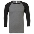 Deep Heather-Black - Front - Bella + Canvas Unisex Adult Triblend 3-4 Sleeve Baseball T-Shirt