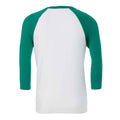 White-Kelly Green - Back - Bella + Canvas Unisex Adult Triblend 3-4 Sleeve Baseball T-Shirt