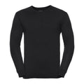 Black - Front - Russell Collection Mens Knitted V Neck Sweatshirt