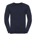 French Navy - Front - Russell Collection Mens Knitted V Neck Sweatshirt