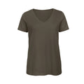 Khaki - Front - B&C Womens-Ladies Inspire Organic Cotton V Neck T-Shirt