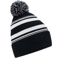 Black-White - Front - Beechfield Unisex Adult Fan Striped Beanie